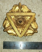 Ancien cache clou piton en bronze massif doré forme rose feuilles tableau  cadre