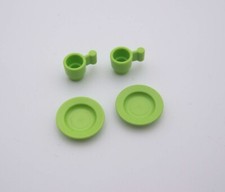 PLAYMOBIL (1463) VAISSELLE - Lot de 2 Assiettes & 2 Tasses Vert Clair