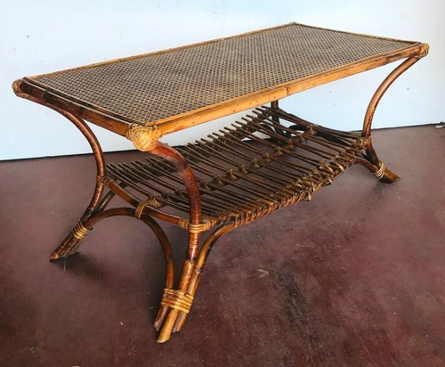 Table base osier tressées - table,