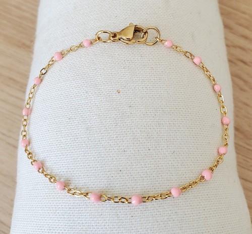 Bracelet perles résine - , rose