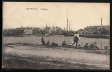 CPA Carentan, Le Bassin avec des pêcheurs au bord de l´eau 