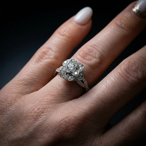 Bague fleur zircon - bague,