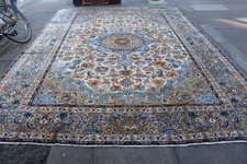 Tapis Oriental Traditionnel En Laine Vert Bleu Grand 400x293cm