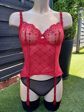 VALISERE GUEPIERE/ BUSTIER TAILLE 100B GRACIEUSE CRS BRODERIE DE SUISSE ROUGE