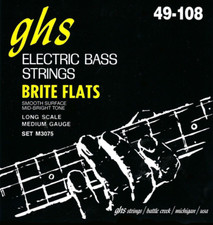 Brite Flats Bass Guitar Strings (GHS 3075 M), Medium, 49-108