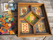 Ancien jeu de société Nain Jaune Jetons en Bois Complet Jeu MFR