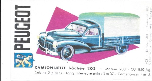 Buvard peugeot 203 camionette - 203,