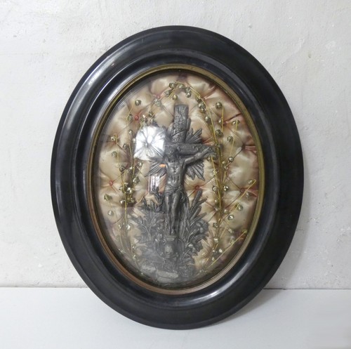 Ancien reliquaire cadre ovale - reliquaire,