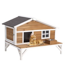VEVOR Maison Chat Niche Chat Extérieur 110,5x85,3x78,7 cm avec Grande Plateforme