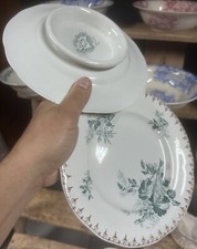 Paire de Coupe Flore Faïence Sarreguemines Terre de Fer Vaisselle Ancien Fleur