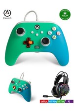 Pack Manette XBOX ONE-S-X-PC Seafoam Fade EDITION Officielle + Casque Gamer PH7