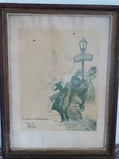 Très rare estampe lithographie gravure de Lucien Henri Weil WEILUC (1873-1947)