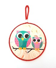 Cadre Décoratif En Céramique Rond Paire De Hiboux Diamètre 17cm MOC