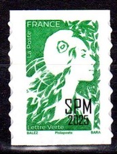 Timbre Saint-Pierre et Miquelon 2025 Marianne de l'Avenir Lettre verte Carnet su