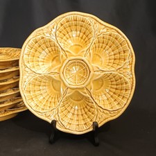 Assiette à Coquillages Huitres en Barbotine Sarreguemines 