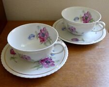 2 Tasses sous tasses thé/chocolat LIMOGES Charles AHRENFELDT Anémones Fleurs