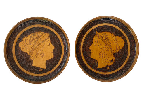 Paire assiette bois art - paire,