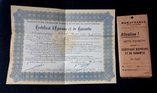 MANUFRANCE Certificat épreuve