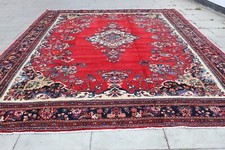 Vintage Main Fabriqué Traditionnel Oriental Laine Rouge Grande Moquette