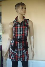 ROBE TUNIQUE D ETE ECOSSAISE A CARREAUX ROUGE/ NOIR  NEUVE T 36/38 S/M 