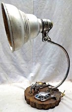 Laiton Vintage Éléphant Bureau Table Lampe Lourd Métal Base Avec Poisson Pin Box