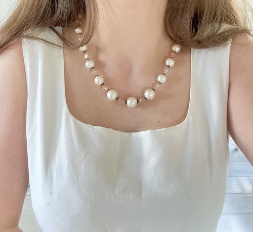 Collier ancien perles beige - ancien,