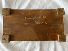 Vintage German Hand Carved Wood Jewellery Trinket Box Souvenir MARIA Dated 1946