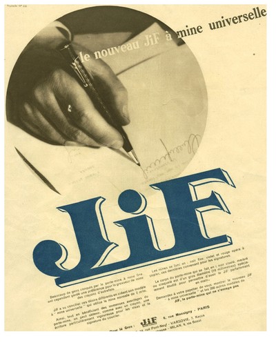 Publicité ancienne stylo - , jif