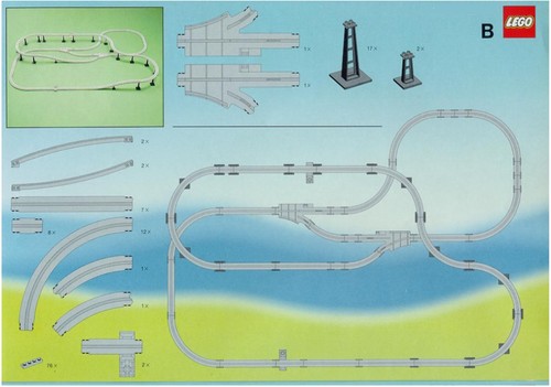 Lego train rails chemin - 9v,