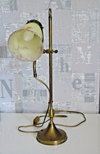 Lampe ancienne bureau en laiton et pâte de verre hauteur  orientation réglable