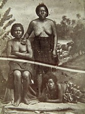 photo CDV Allan Hughan, Nouméa - indigène du Pacifique, trois femmes, seins nus