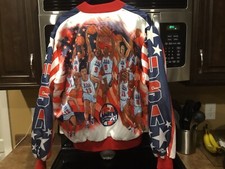 Chalk Line Dream Team Satin Jacket Large Vintage USA Olympics Jordan Bird Magic