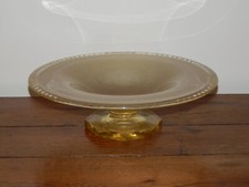 SUPERBE ANCIENNE Grande Coupe à Fruits en CRISTAL Jaune Signée DAUM NANCY France