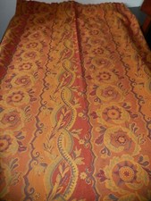 PAIRE RIDEAUX MADURA ORANGE ROUGE VERT PIÈCE TISSUS AMEUBLEMENT DÉCORATION XX 