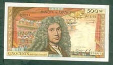 RARE BILLET DE 500NF MOLIÈRE
