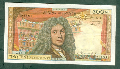 Rare billet 500nf molière - rare, de