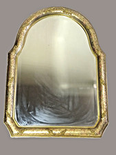 Miroir biseauté avec cadre doré bois et stuc style Louis - Dimension : 60x80cm