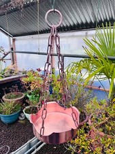 Belle suspension cache pots en cuivre avec chaines et anneau