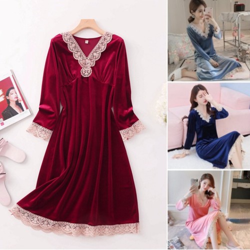 Women velvet sleepwear midi - women,