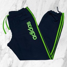 ADIDAS Vintage Survêtement Homme Bleu Vert Fluo Trois Rayures Taille M