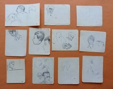 ROBERT LEPELTIER (1913-1996) LOT DE 11 DESSINS PERSONNAGES/PORTRAITS MASCULINS 9