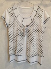 Blouse blanche pois noirs T36 effet superposé (2202160)  