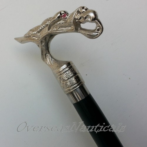 Poignée tête dragon canne - tÊte,