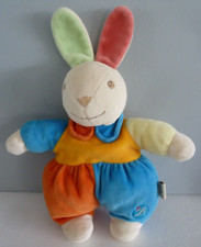 T1. DOUDOU PELUCHE BESTEVER LAPIN bleu orange jaune rose vert 23cm B coeur - TBE