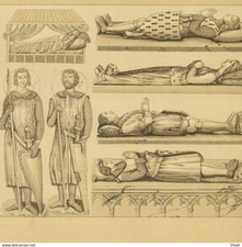 Albert Racinet Costume Historique Chevalier Armure Cote de Maille Blason Boucli