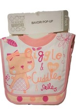 lot de deux bavoirs pop-up rose  100% coton bébé 0-6 mois