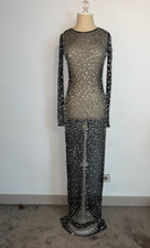 Retrofete Vinci Crystal Maxi Dress in Black size S