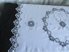 Beautiful Antique Richelieu and Bobbin Lace Table-cloth, Hand Worked 48” x 48”