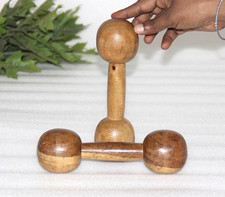 Ancien Paire du bois Haltères