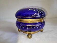 Bonbonnière en verre bleu cobalt soufflé Manufacture de Sèvres
